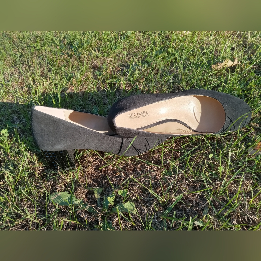 Michael Kors black rhinestone block beel shoes 7.5